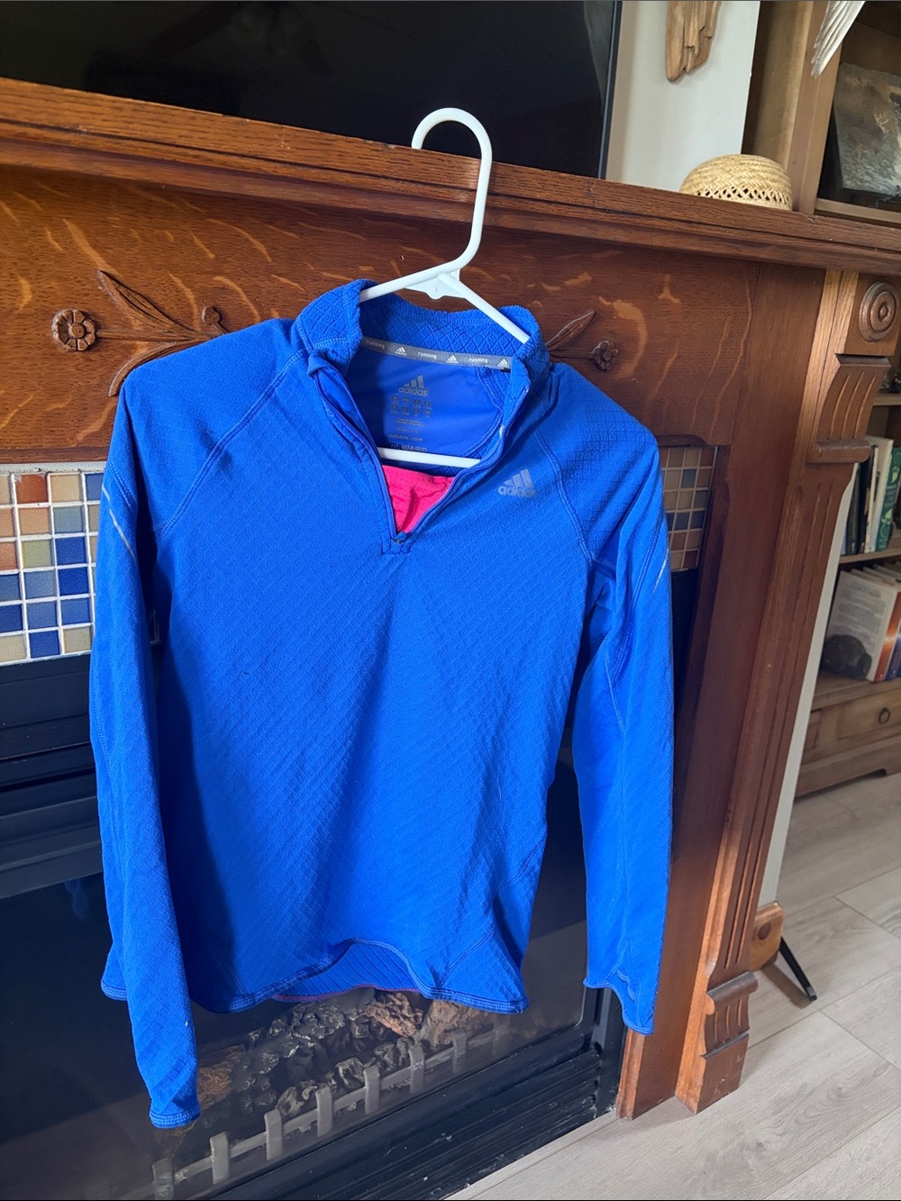 adidas Royal Blue Long-Sleeve Quarter Zip Top